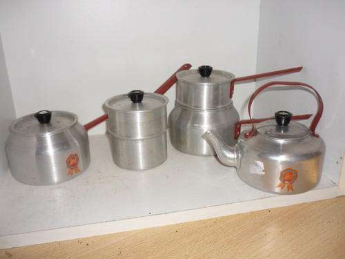 VINTAGE HENDLER HART CHILD COOKING UTENSILS- ALUMINIUM-8 PIECE