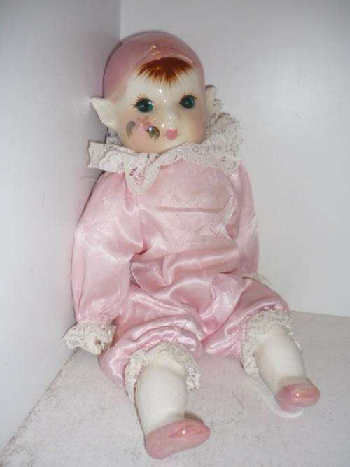 DOLL STUFFED-WITH PORCELAIN HEAD, HANDS AND FEET-34CM