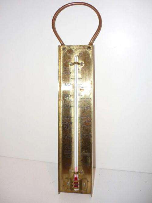 VINTAGE BRASS COOKING THERMOMETER-26CM TALL-BRANNAN-ENGLAND