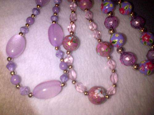 3 X PURPLE BEADED NECKLACES