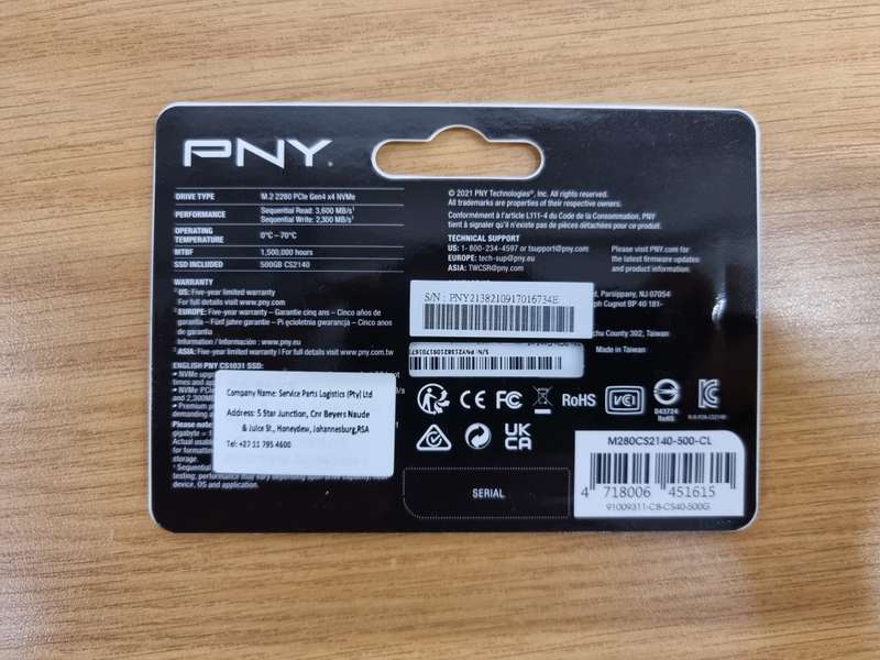 PNY SSD, M.2,2280,NVMe,CS2140,500G