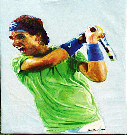Oil painting Ted Wasi oil-104 size 46-53 cm. Nadal in his best