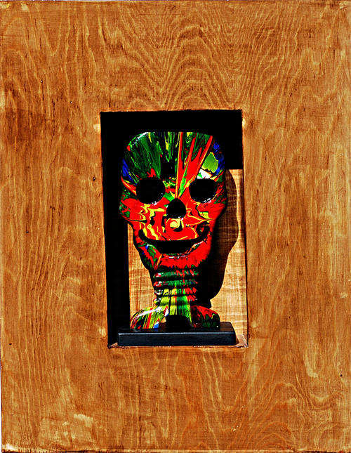 Ted Wasi TW-wood sculpture-12/05 High 34 cm `Skull of Person of interest`, signed