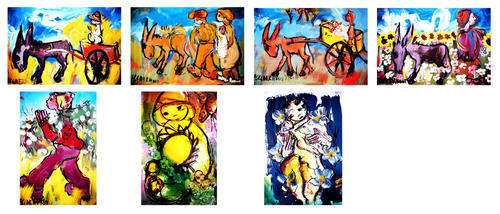 Frans Claerhout 3 Sets of 7 Prints Offset Techniques paper images 33-48 cm each. Total 21 prints
