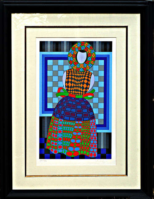 Victor Vasarely Serigraph, signed in pencil, nr. 5/20 (Sheet size 50-77 cm) framed.