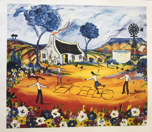 Portchie print M-05 image size 51.5-59.5 cm on the paper