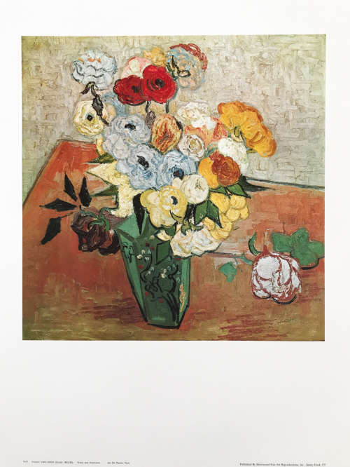 Vincent VAN GOGH print-1011on the paper Roses and Anemones