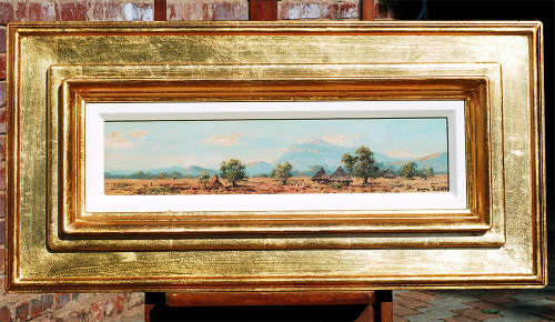 Otto Klar oil-108 image size 16-63.5 cm framed. The frame size 48-96 cm
