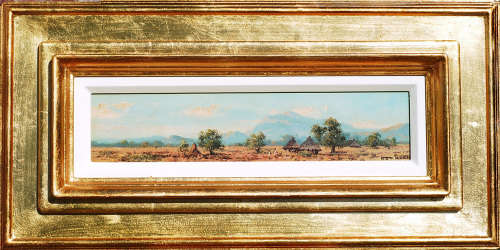 Otto Klar oil-108 image size 16-63.5 cm framed. The frame size 48-96 cm