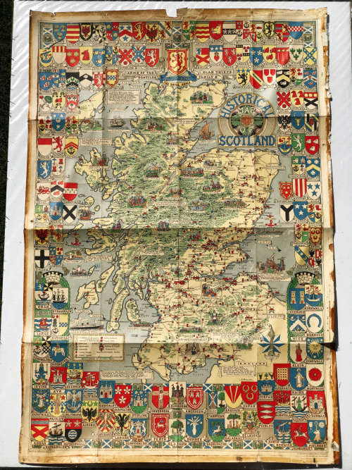 Old Map of Scotland 24 in x 40 in