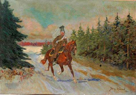 Oil painting Jerzy Kossak oil on board oil-102 image size 35-50 cm, framed