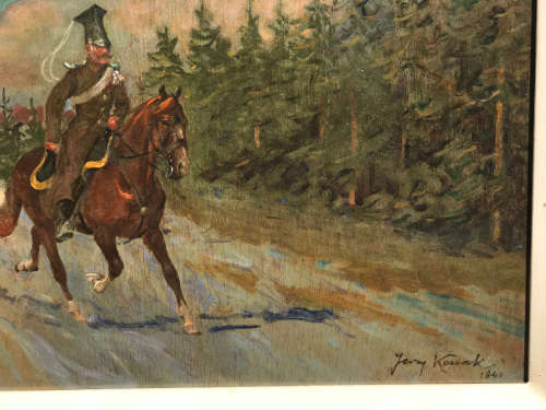 Oil painting Jerzy Kossak oil on board oil-102 image size 35-50 cm, framed