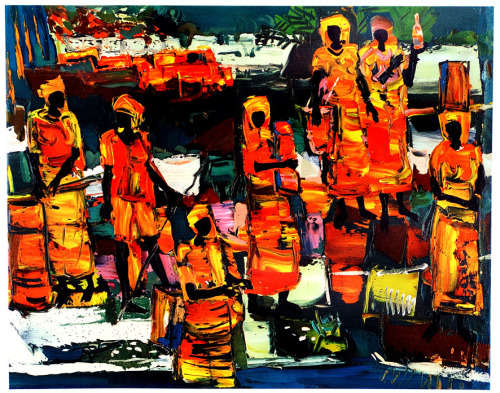 Walter Whall Battis print-401. African Afternoon image size 44.5-56 cm