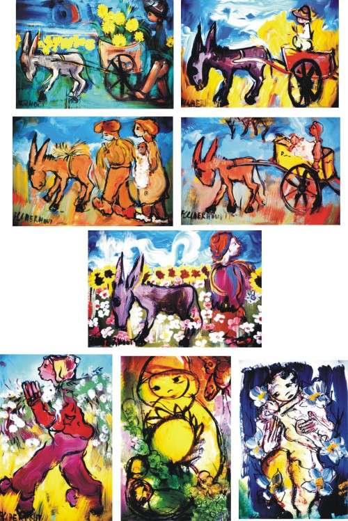 Frans Claerhout 3 Sets of 8, total 24 Prints Offset Techniques on paper image size 32-47 cm