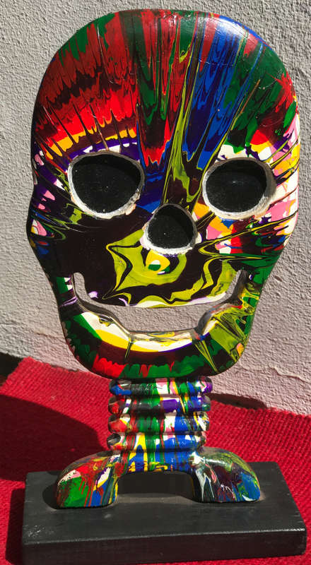 Ted Wasi TW-wood sculpture-11/05 hight 34 cm `Skull Brand`