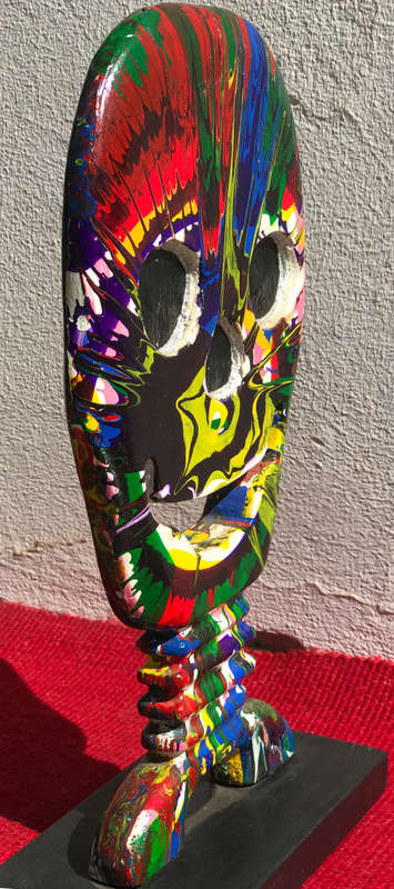 Ted Wasi TW-wood sculpture-11/05 hight 34 cm `Skull Brand`