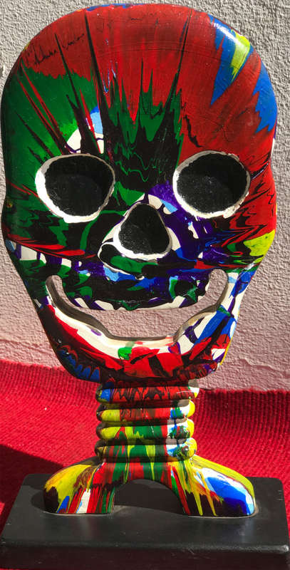 Ted Wasi TW-wood sculpture-11/06 hight 34 cm `Skull Zondaro`