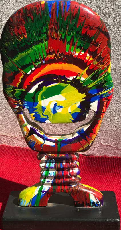 Ted Wasi TW-wood sculpture-11/06 hight 34 cm `Skull Zondaro`