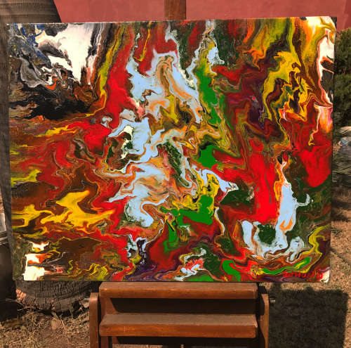 Acrylic painting Nr.2A/21. on the canvas, size 61-76, signed Expression of moon Jupiter Callislo