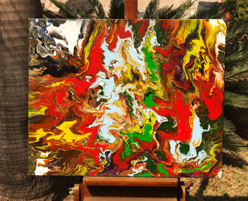Acrylic painting Nr.2A/21. on the canvas, size 61-76, signed Expression of moon Jupiter Callislo