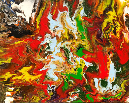 Acrylic painting Nr.2A/21. on the canvas, size 61-76, signed Expression of moon Jupiter Callislo