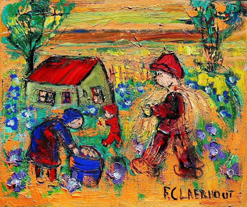 Frans Claerhout Pro-Digital print cla-042 20-24 cm canvas placed on hard board