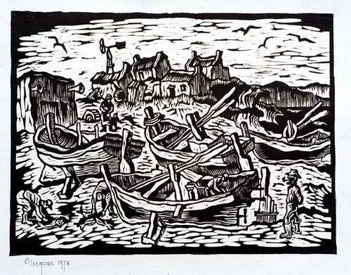 Gregoire Boonzaier linocut signed in pencil dated 1978 litho_212 images size 23-31 cm ,frame