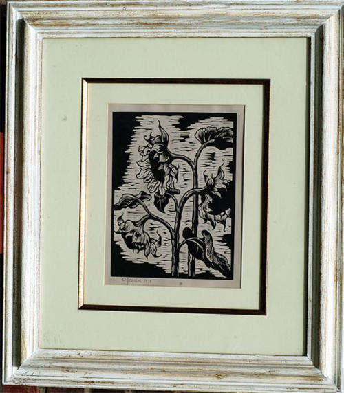 Gregoire Boonzaier linocut signed in pencil dated 1978 litho-218 images size 23-32 cm ,frame