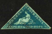 Cape of Good Hope 1853. 4d Blue Triangle on blued paper