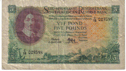 SOUTH AFRICAN FIVE POUND NOTE