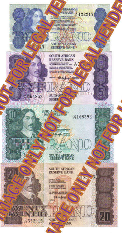SUPER SET OF TW DE JONGH NOTES  R2, R5, R10 AND R20