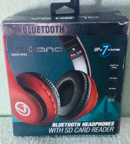 ***NEW***VOLKANO BLUETOOTH WIRELESS HEADPHONES***RED***WITH SD CARD READER*** IN BOX***