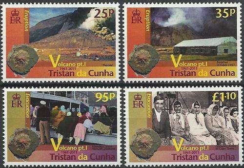 Tristan da Cunha 2011 - Vulkaan uitbarsting / Volcano eruption Part 1 set (4) - U/M - Posvars - MNH