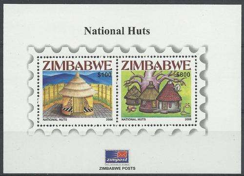Zimbabwe 2008 - RONDAWELS / HUTS Min.Sheet - Perfect U/M - Posvars - Postfris - MNH - VERY SCARCE !