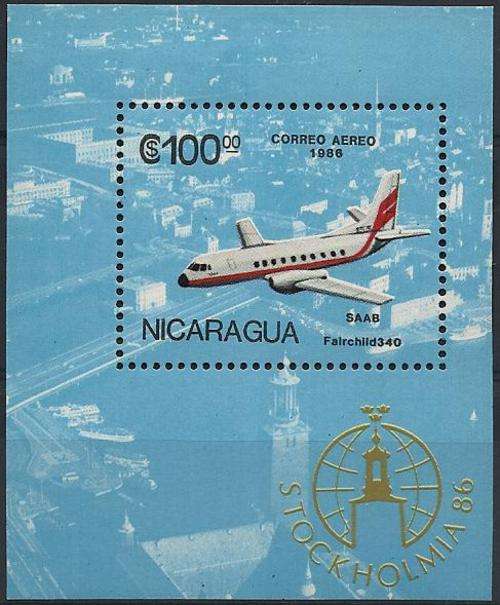Nicaragua 1986 - STOCKHOLMIA Exhibition Min.Sheet (Aviation) U/M - Posvars - Postfris - NH - Airmail