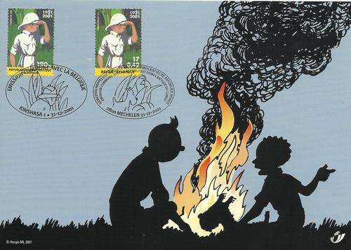 Belgie 2001 - TINTIN / KUIFJE in BELGISCH CONGO - Issue on Special Souvenir Card - Only 500 issued