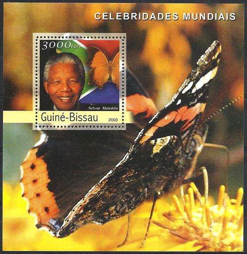 Guinee Bissau 2003 - PRESIDENT NELSON MANDELA Min.Sheet - MNH - Postfris - Butterflies ! Fauna !!!