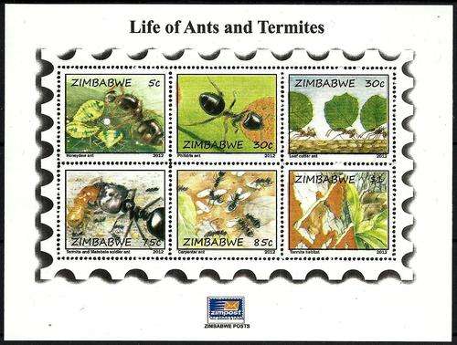 Zimbabwe (Rhodesia) 2012 - ANTS and TERMITES Min.Sheet  MNH - Postfris - Posvars - LIMITED !!!!!!!!!