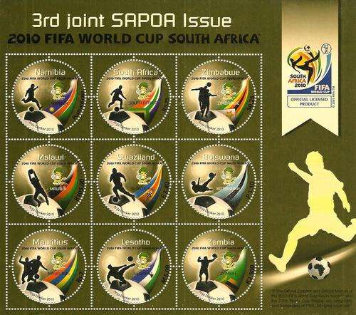 FIFA 2010 SAPOA Sheet 9 country's Namibie-Botswana-Mauritius-Lesotho-Swazieland - SCARCE !!! MNH !