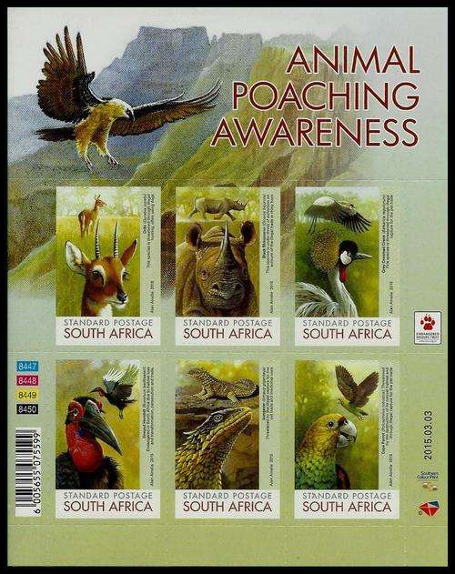 Suid-Afrika / South Africa 2015  Diere stropery bewustheid / Animal poaching awareness Min.Sheet MNH