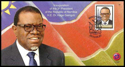 Namibia / Namibie 2015 - PRESIDENT INHULDIGING / INAUGURATION FDC 5.9 / Eerste Dag Koevert !!!