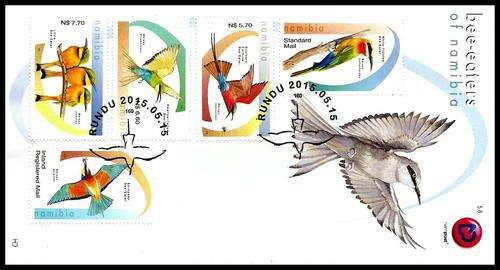 Namibie / Namibia 2015 - HEUNINGBY ETERS / BEE ETERS set (5) on FDC 5.8 / Eerste Dag Koevert !