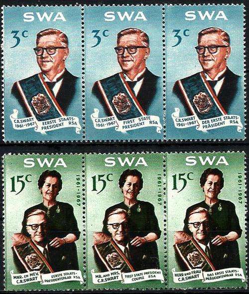 Suid-Wes-Afrika 1968 - PRESIDENT SWART strips (2) Complete MNH - Posvars - Postfris !!!