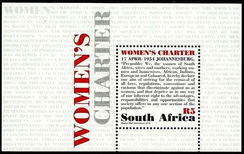 Suid-Afrika / South Africa 2015 - VROUE HANDVES / WOMEN'S CHARTER Min.Sheet MNH - Posvars - Postfris