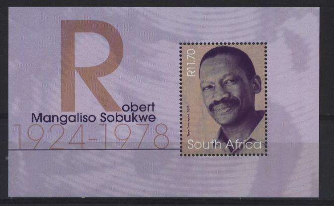 Suid-Afrika 2003 SACC 1538 ROBERT SOBUKWE Miniatuurvel / M/S, U/M !!! POSVARS !!!