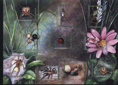 Suid-Afrika 2004 SPIDERS / SPINNEKOPPE Insects Sheet of 10 SACC 1609 U/M !!! Posvars !!!