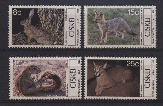 Ciskei 1982 Fauna SMALL ANIMALS / KLEINE DIERE stel kompleet !!! SACC 30-33 U/M !!! Posvars !!!
