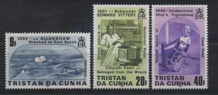 Tristan da Cunha 1986 Ships - SKEEPSWRAKKE / SHIPWRECKS 2nd issue SG 411-413 U/M !!! Posvars !!!