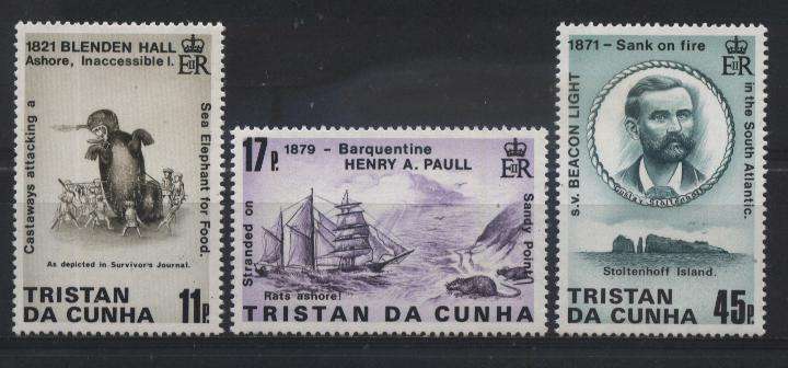 Tristan da Cunha 1987 Ships - SHIPWRECKS 3rd issue - SKEEPSWRAKKE SG 426-428 U/M ! Posvars !