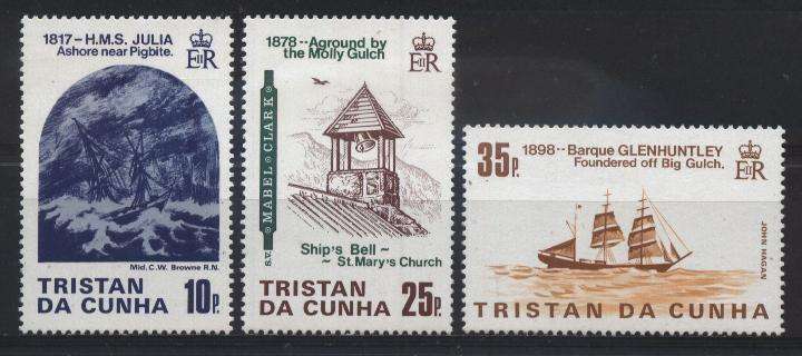 Tristan da Cunha 1985 Ships - SHIPWRECKS / SKEEPSWRAKKE 1st issue SG 386-388 U/M ! Posvars !